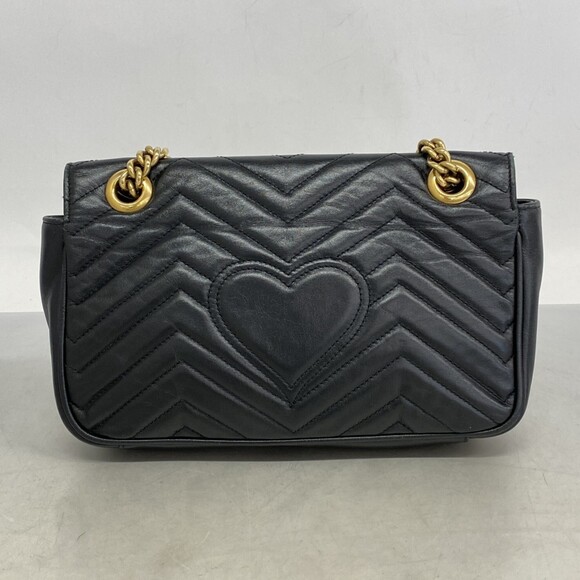 GUCCI Black Leather GG Marmont Shoulder Bag - Picture 16 of 16